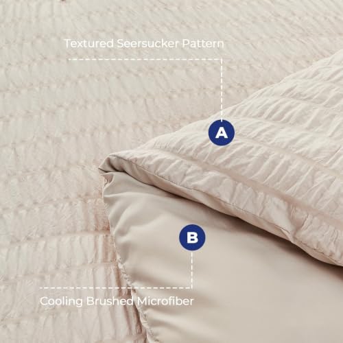 HYMOKEGE Comforter Set Seersucker 7 Pieces, All Season Luxury Bed in a Bag for Bedroom, Bedding Set with Comforters, Sheets, Pillowcases & Shams