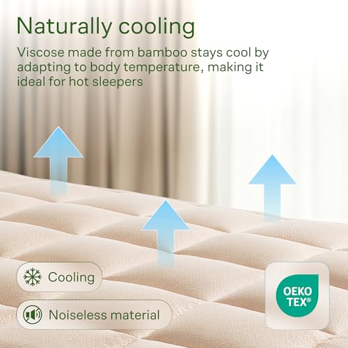 Niagara Sleep Solution Ultra Soft Mattress Topper - Rayon Derived from Bamboo Pillow Top Mattress Pad for Back Pain Relief - Naturally Cooling for Hot Sleepers