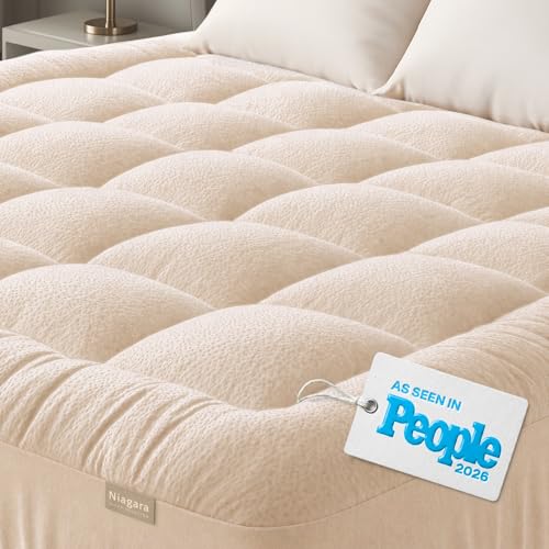 Niagara Sleep Solution Ultra Soft Mattress Topper - Rayon Derived from Bamboo Pillow Top Mattress Pad for Back Pain Relief - Naturally Cooling for Hot Sleepers