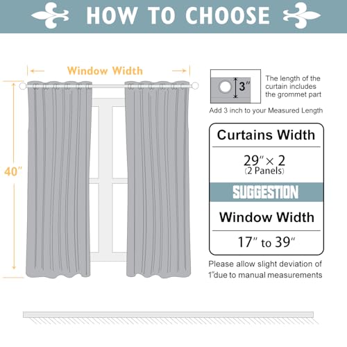 ChrisDowa Grommet Blackout Curtains for Bedroom and Living Room - 2 Panels Set Thermal Insulated Room Darkening Curtains