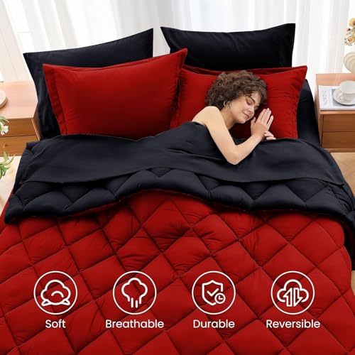MUXHOMO 7-Piece Reversible All-Season Comforter Set