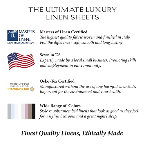 Huddleson Linen Sheet Set Breathable French Flax Woven in Italy European Luxury Quality Sheets