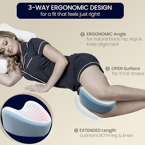 Contour Legacy Leg & Knee Foam Support Pillow - Soothing Relief for Sciatica, Back, HIPS, Knees, Joints - As Seen on TV