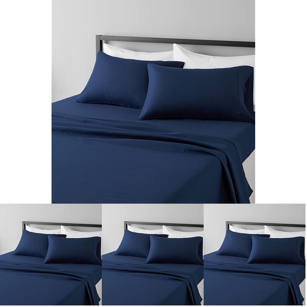 Amazon Basics Lightweight Super Soft Easy Care Microfiber 4-Piece Bed Sheet Set with 14-Inch Deep Pocket