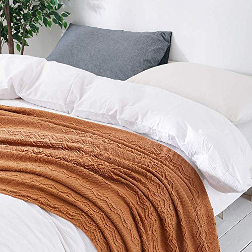 BOURINA Throw Textured Solid Soft Sofa Throw Couch Cover Knitted Decorative Blanket