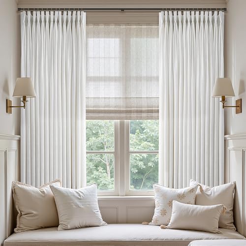 Triple Pinch-Pleated Light-Filtering Linen Curtains