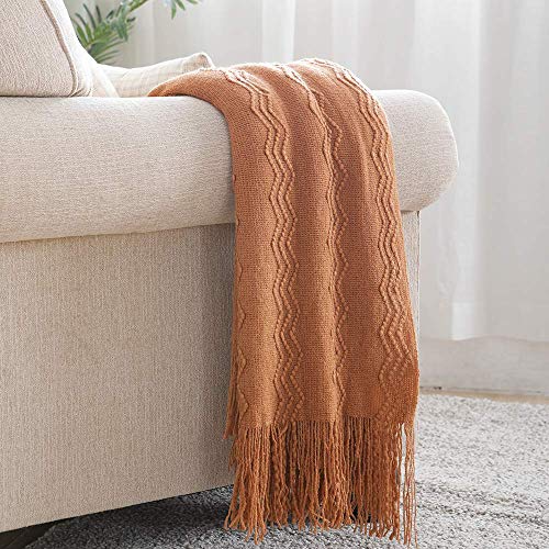 BOURINA Throw Textured Solid Soft Sofa Throw Couch Cover Knitted Decorative Blanket