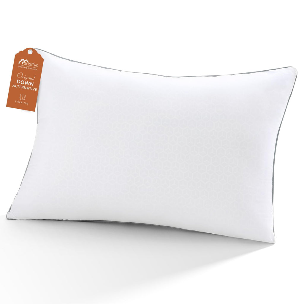 Sasttie Firm Pillows Queen Size Set of 2, Bed Pillows for Side, Back, and Stomach Sleepers - Oeko-Tex Certified Down Alternative Plump Filling - Hotel Quality and Machine Washable, 2 Pack