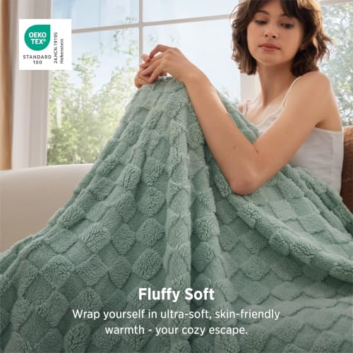 Bedsure GentleSoft Throw Blanket Checkered Fleece Blankets
