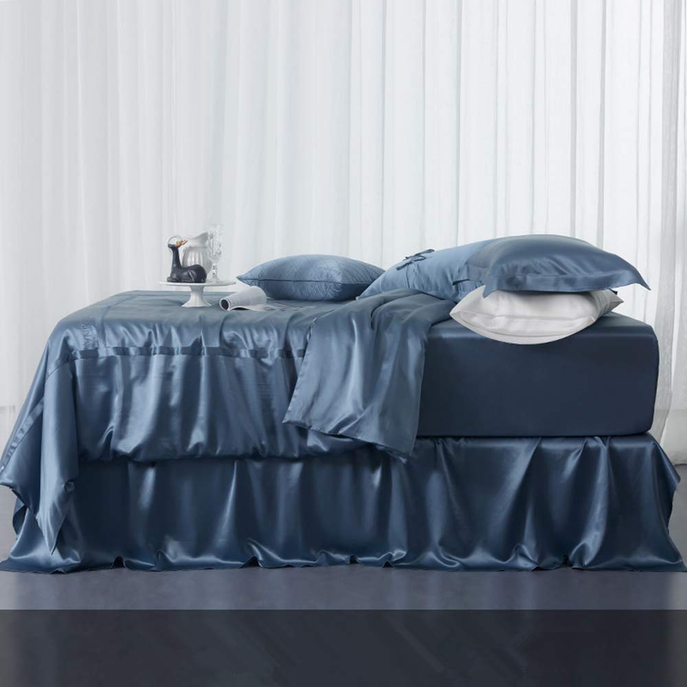 Orose 4Pcs 30 Momme Silk Sheets Set Seamless Custom,Thick, Deep Pocket 100% Charmeuse Mulberry Silk Bedding Top Flat Bottom Fitted