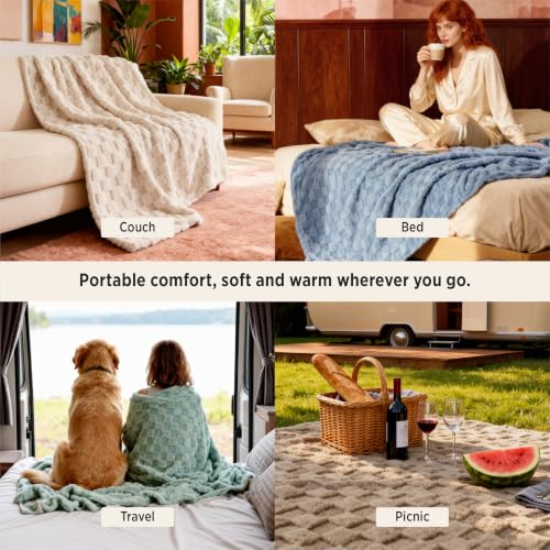 Bedsure GentleSoft Throw Blanket Checkered Fleece Blankets