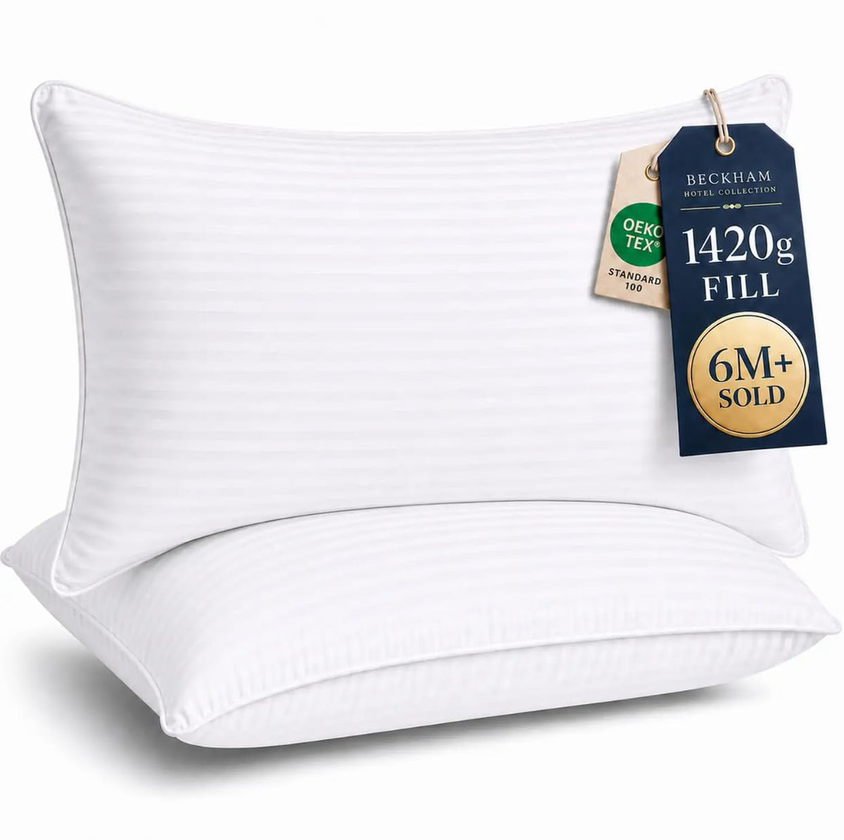 Beckham Hotel Collection Bed Pillows Set of 2 - Down Alternative Bedding Gel Cooling Big Pillow for Back, Stomach or Side Sleepers