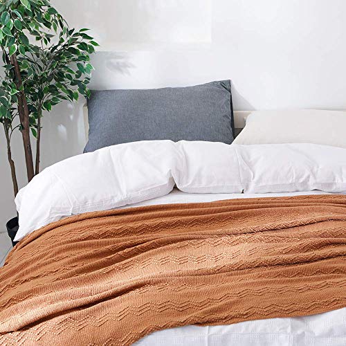 BOURINA Throw Textured Solid Soft Sofa Throw Couch Cover Knitted Decorative Blanket
