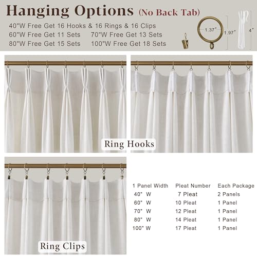 Triple Pinch-Pleated Light-Filtering Linen Curtains