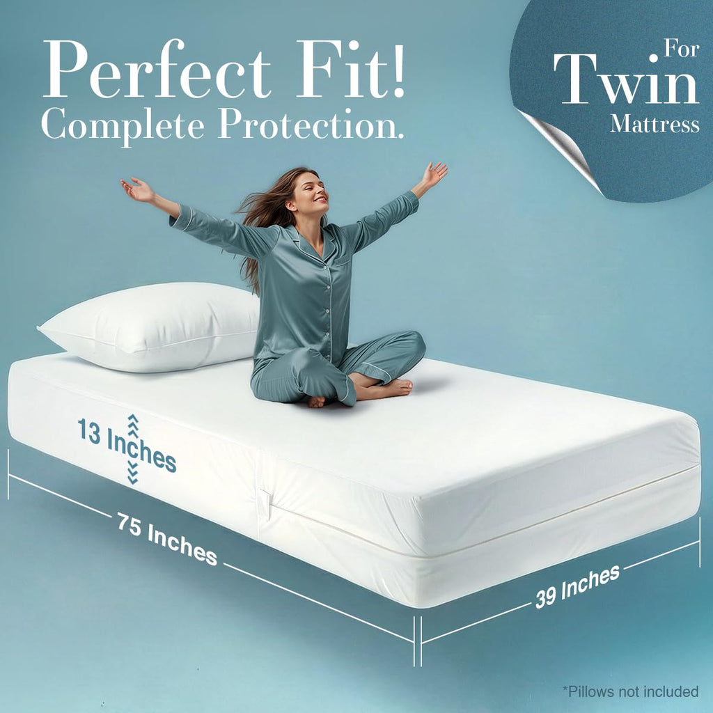 Utopia Bedding Zippered Mattress Encasement, 100% Waterproof Bed Bug and Dust Mite Proof Mattress Protector, Absorbent Six-Sided Mattress Cover