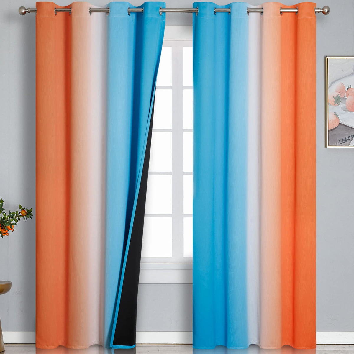 Estelar Textiler Ombre Blackout Curtains for Bedroom 2 Panels Set