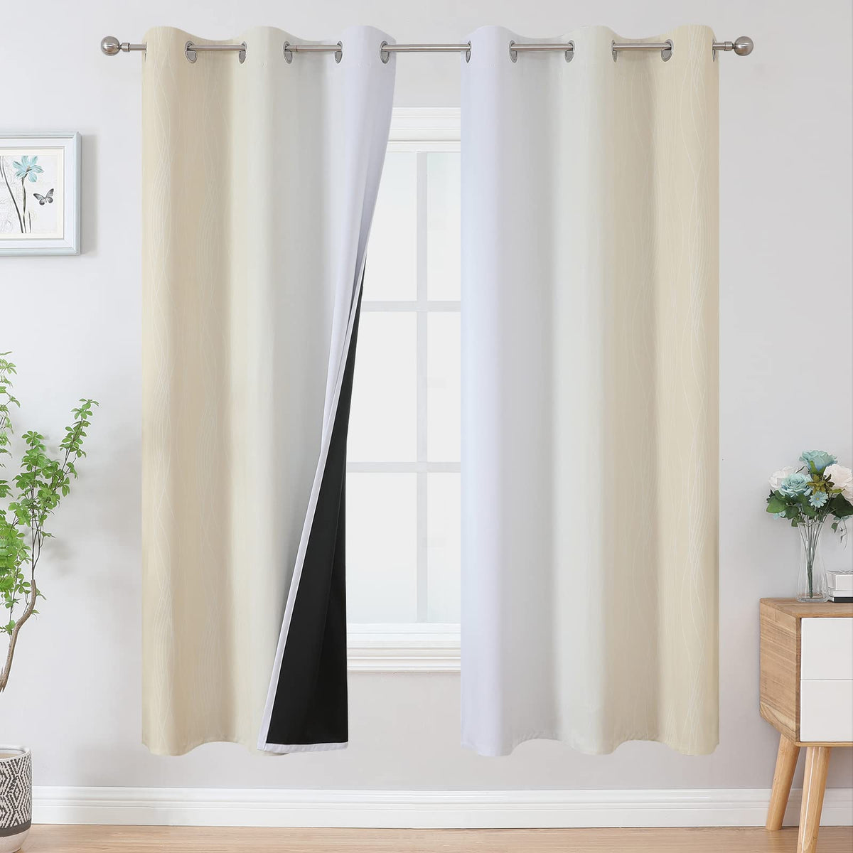 Estelar Textiler Ombre Blackout Curtains for Bedroom 2 Panels Set