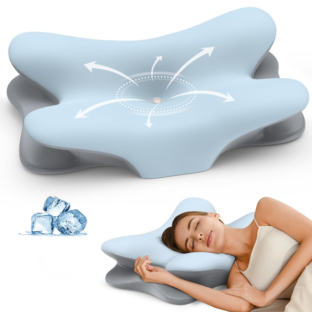 Cervical Neck Pillow for Pain Relief - Ergonomic Pillow for Neck Support, Contour Memory Foam Pillows for Sleeping, Orthopedic Bed Pillow for Side Back Stomach Sleepers