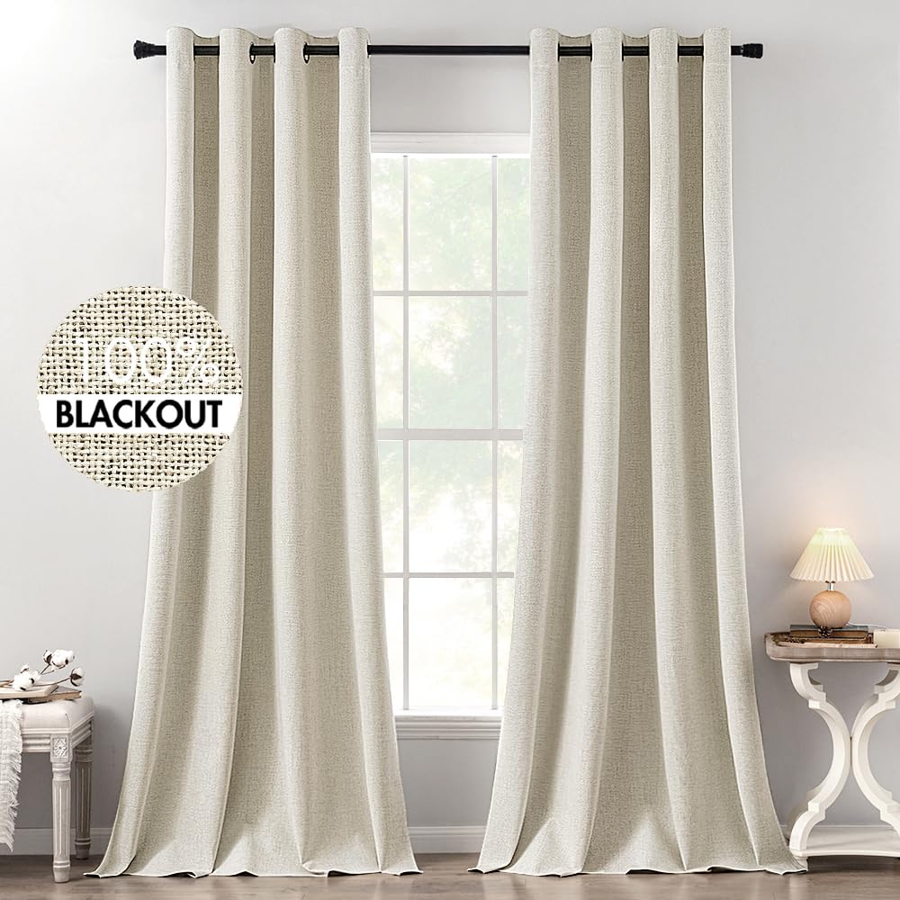 MIULEE Linen-Textured Thermal Insulated Blackout Curtains