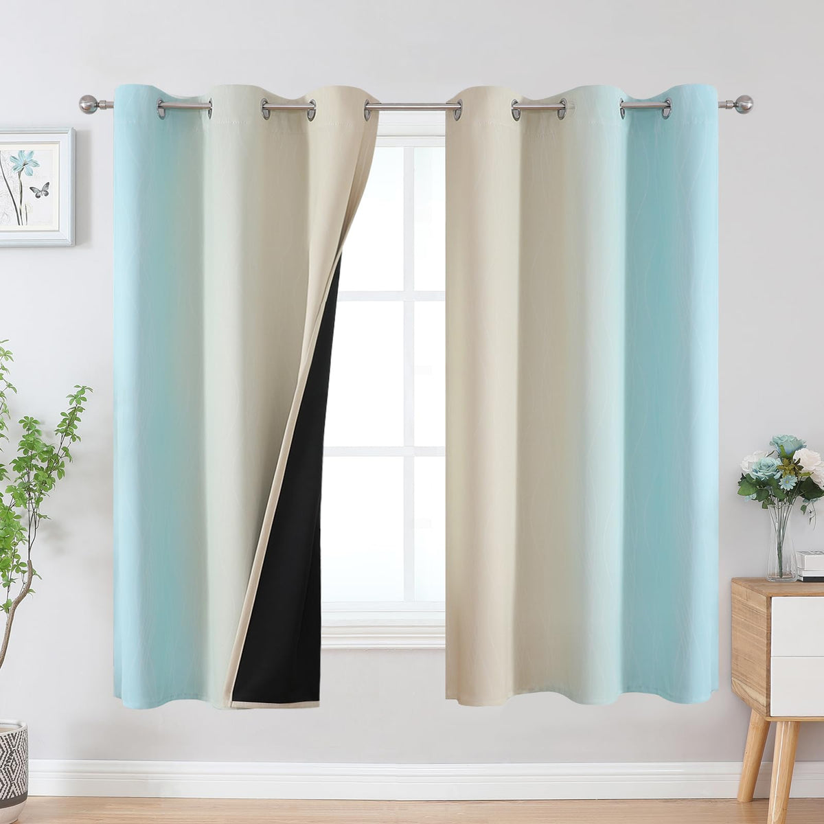 Estelar Textiler Ombre Blackout Curtains for Bedroom 2 Panels Set