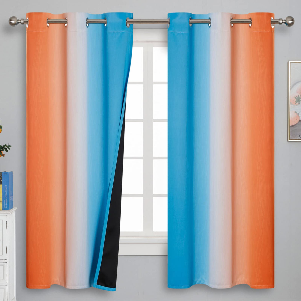 Estelar Textiler Ombre Blackout Curtains for Bedroom 2 Panels Set