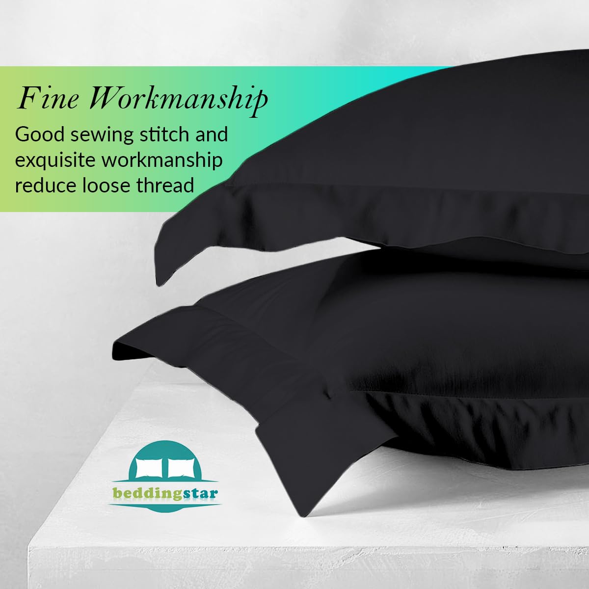 beddingstar Pillows Shams Set of 2-100% Egyptian Cotton 600 Thread Count