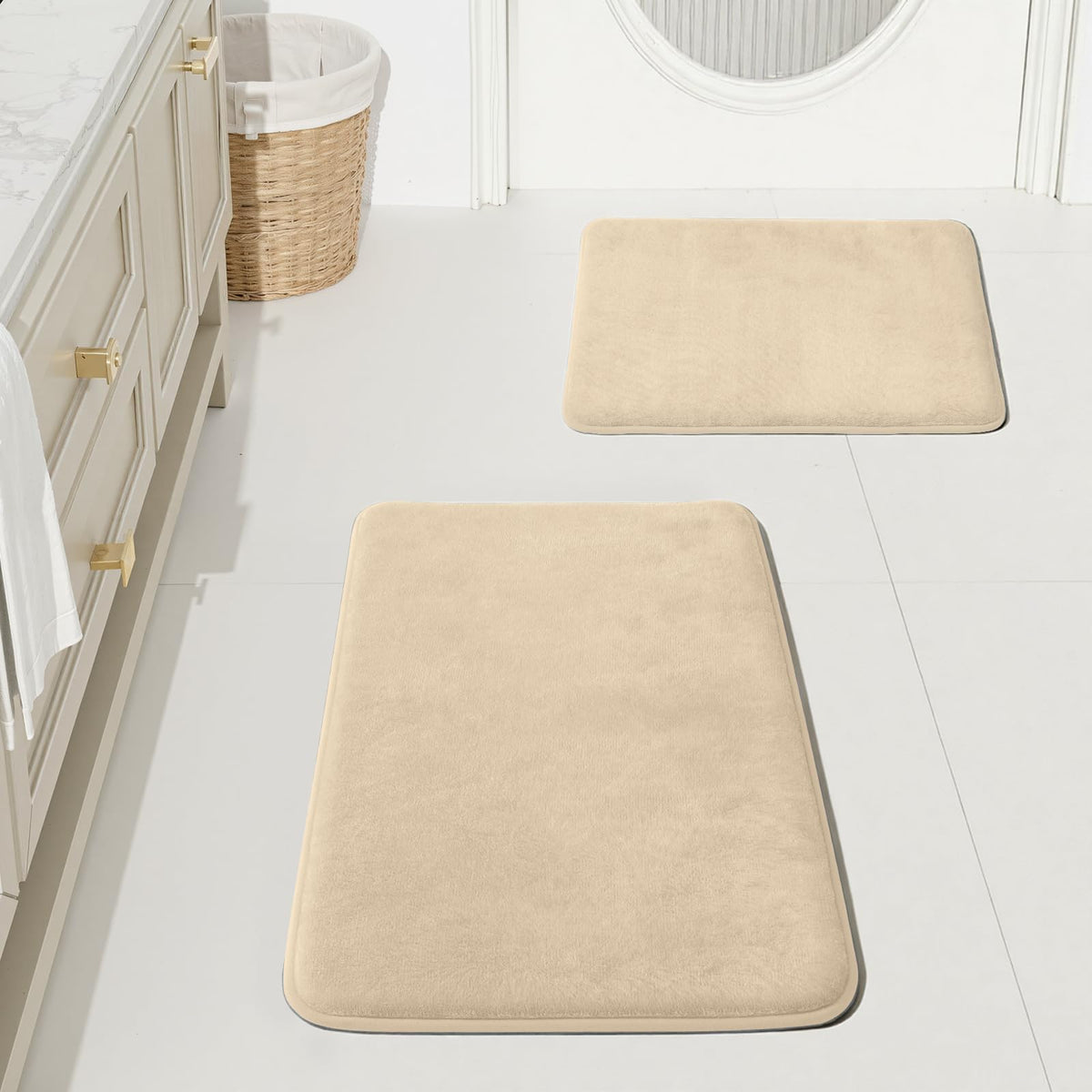 HUXMEYSON 3-Piece Soft Absorbent Non-Slip Bathroom Rug Set