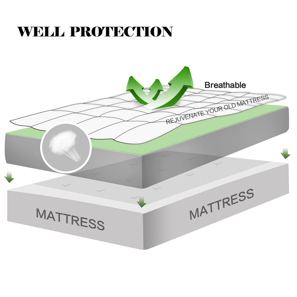 EASELAND Mattress Pad Cover Cotton Top 8-21" Deep Pocket Pillow Top Mattress Topper