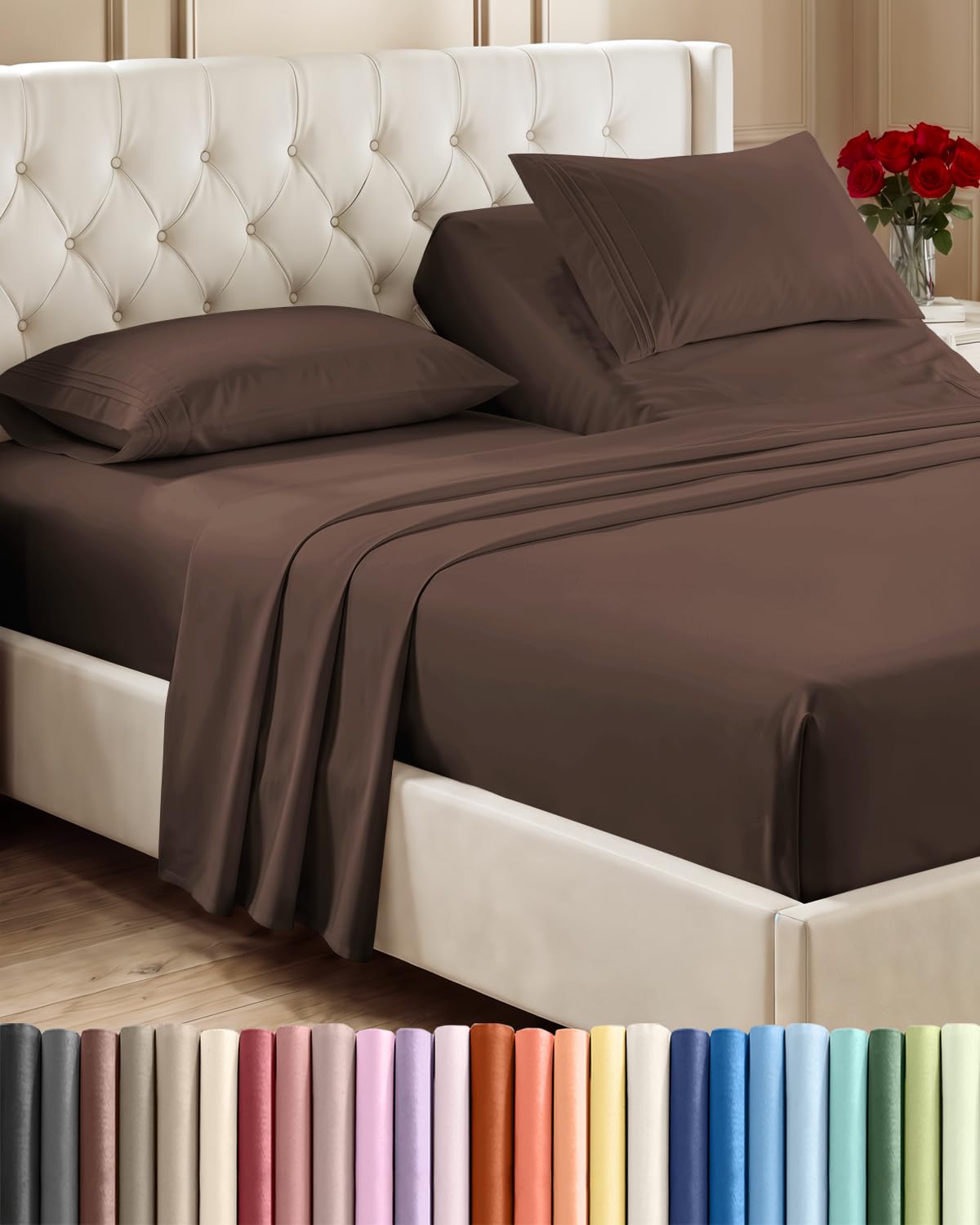 CGK Unlimited 4 Piece Sheet Set - Ultra-Soft, Breathable & Cooling Bed Sheets Set - Hotel Luxury Bedding for Women & Men with Deep Pockets - Wrinkle & Fade Free - Oeko-Tex