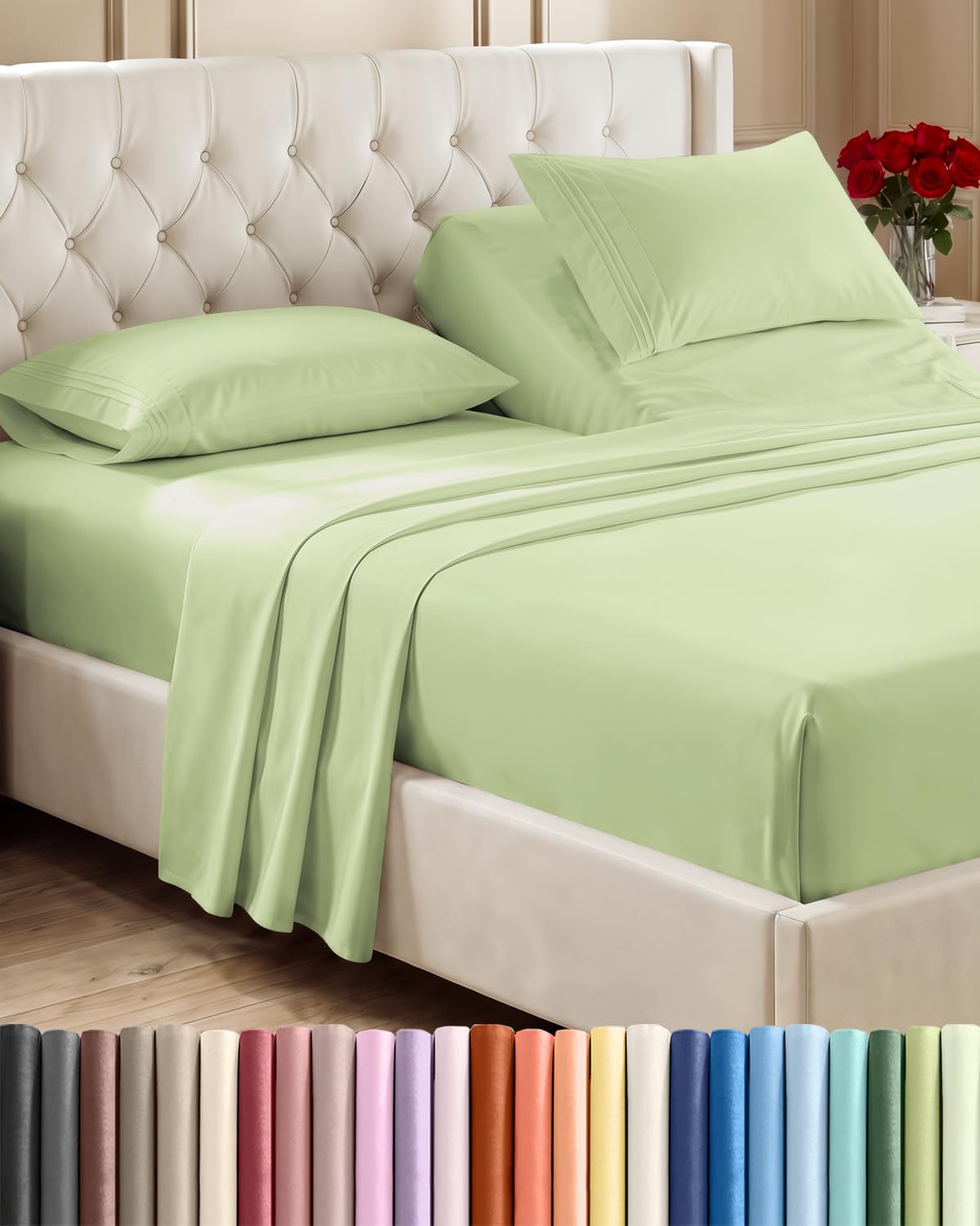 CGK Unlimited 4 Piece Sheet Set - Ultra-Soft, Breathable & Cooling Bed Sheets Set - Hotel Luxury Bedding for Women & Men with Deep Pockets - Wrinkle & Fade Free - Oeko-Tex