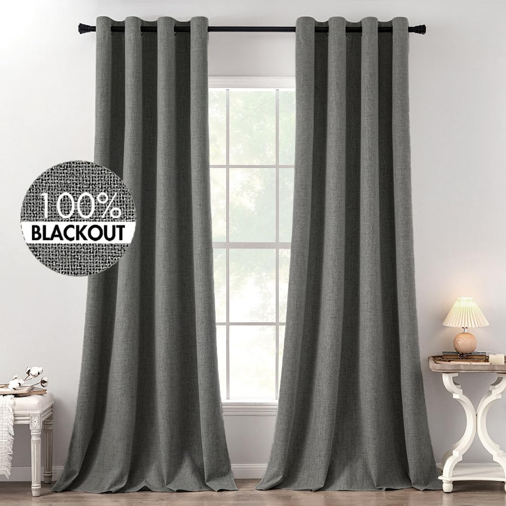 MIULEE Linen-Textured Thermal Insulated Blackout Curtains
