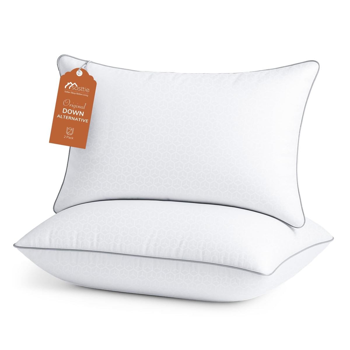 Sasttie 2-Pack Firm Down-Alternative Bed Pillows