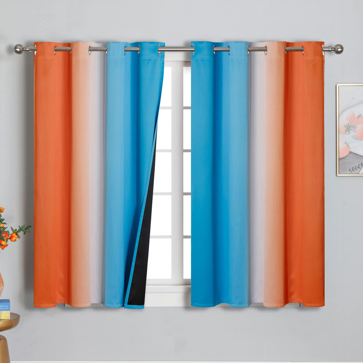 Estelar Textiler Ombre Blackout Curtains for Bedroom 2 Panels Set