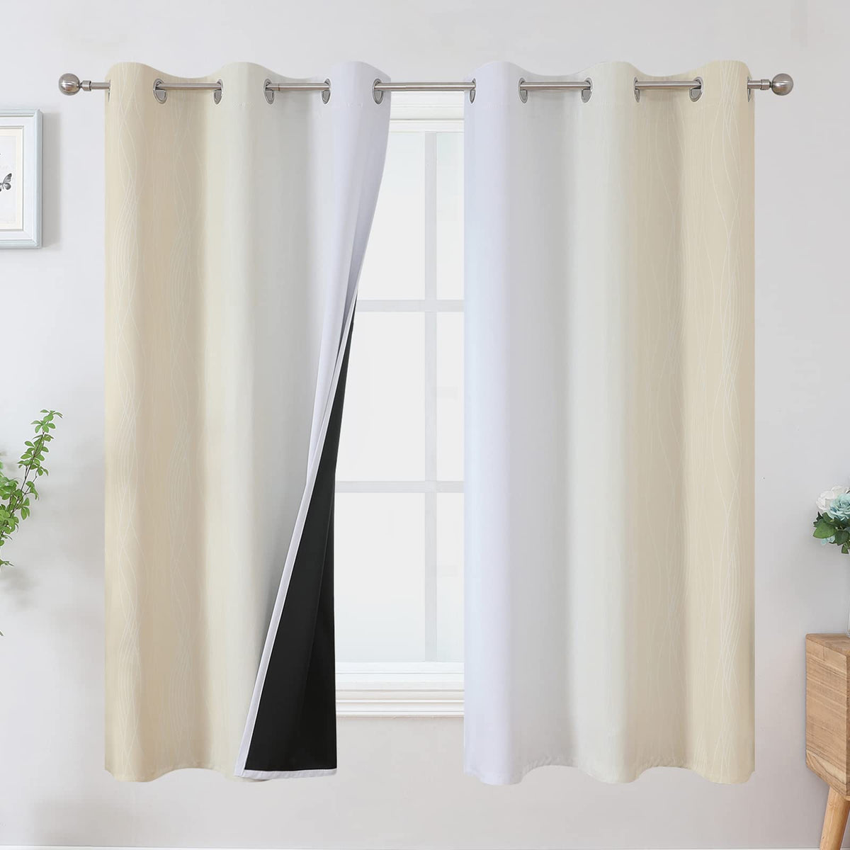 Estelar Textiler Ombre Blackout Curtains for Bedroom 2 Panels Set