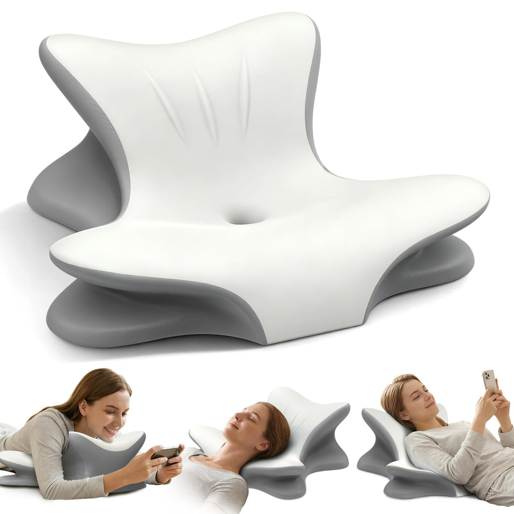 Cervical Neck Pillow for Pain Relief, Ergonomic Reading Pillow for Bed, Contour Wedge Pillow Back Support Pillow, Orthopedic Memory Foam Pillows for Sleeping, Couch Floor Use Lying Reading