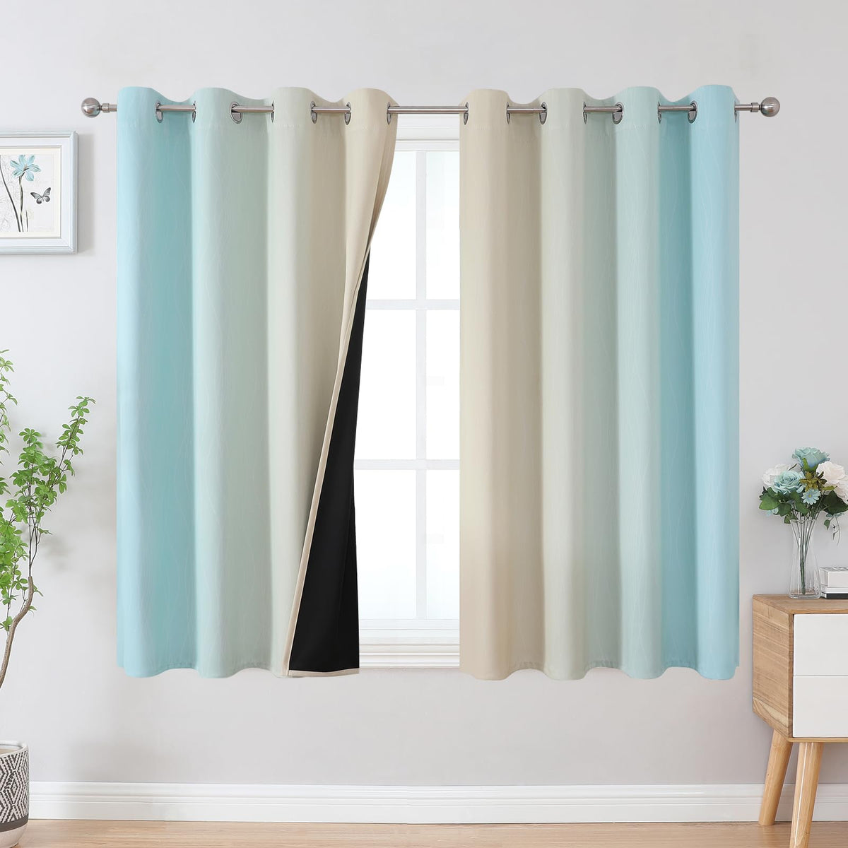 Estelar Textiler Ombre Blackout Curtains for Bedroom 2 Panels Set