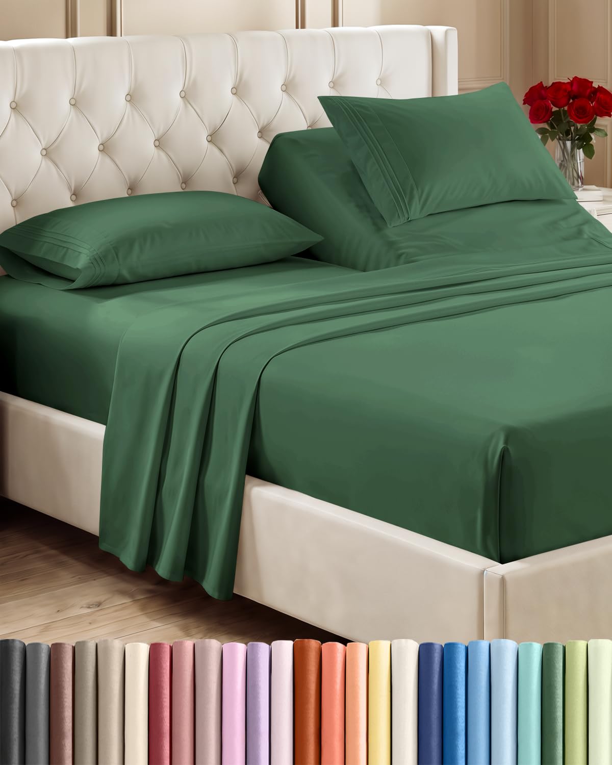 CGK Unlimited 4 Piece Sheet Set - Ultra-Soft, Breathable & Cooling Bed Sheets Set - Hotel Luxury Bedding for Women & Men with Deep Pockets - Wrinkle & Fade Free - Oeko-Tex