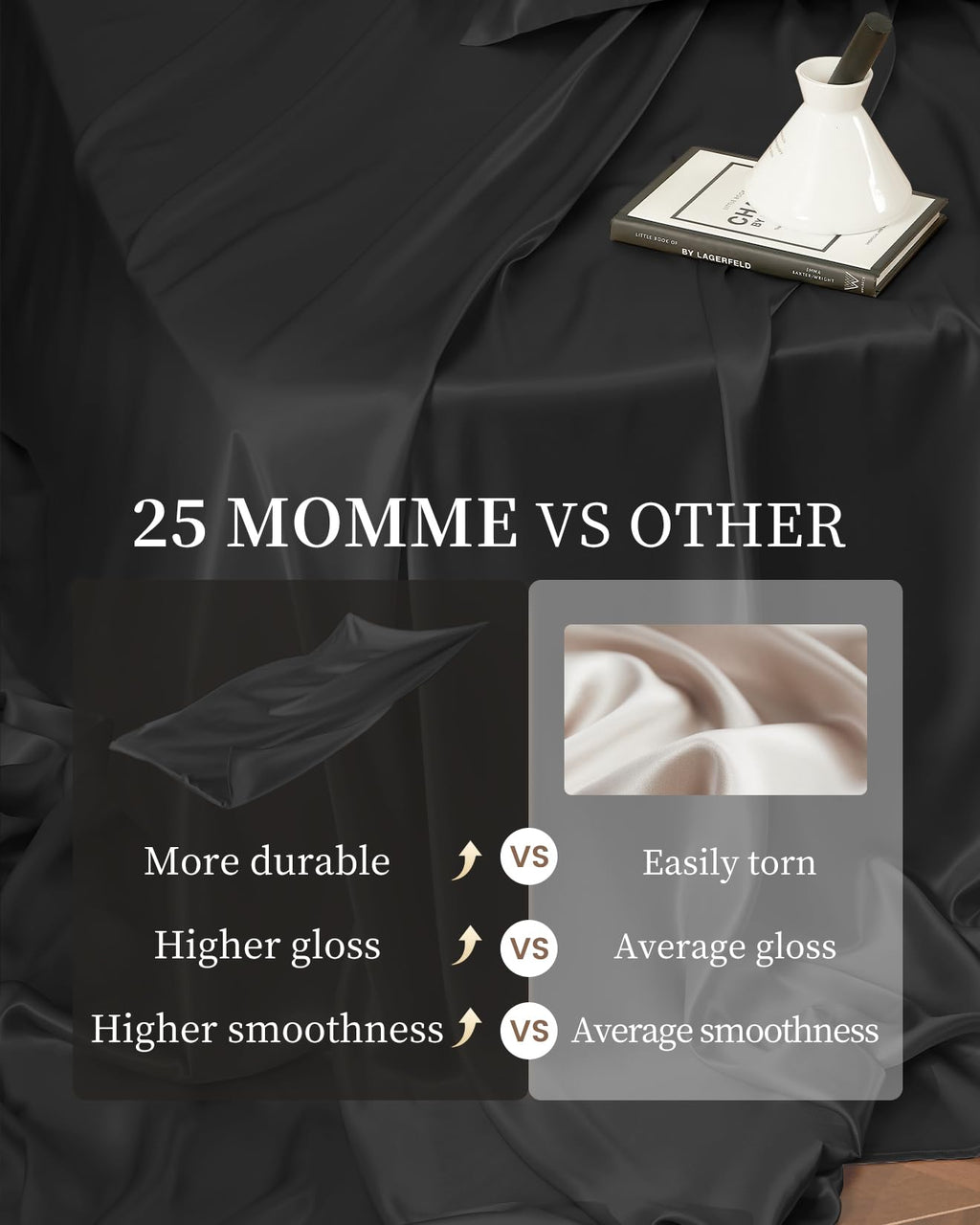 THXSILK 4pcs Silk Bed Sheets Set, 25 Momme Mulberry Silk Bedding Set, Sheets and Pillowcase Set, Extremely Soft and Luxurious