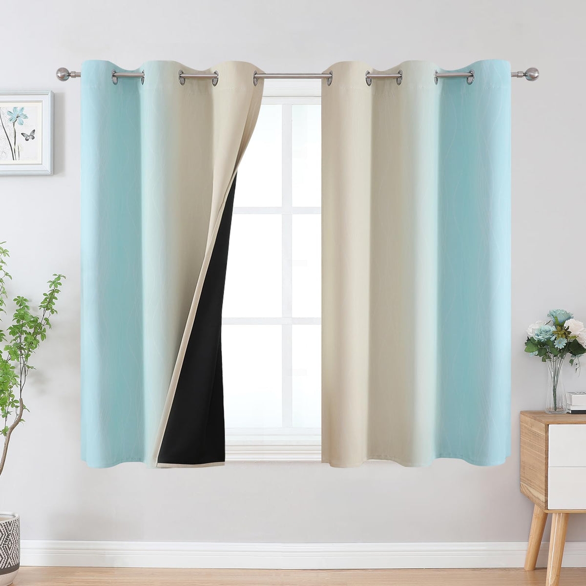 Estelar Textiler Ombre Blackout Curtains for Bedroom 2 Panels Set