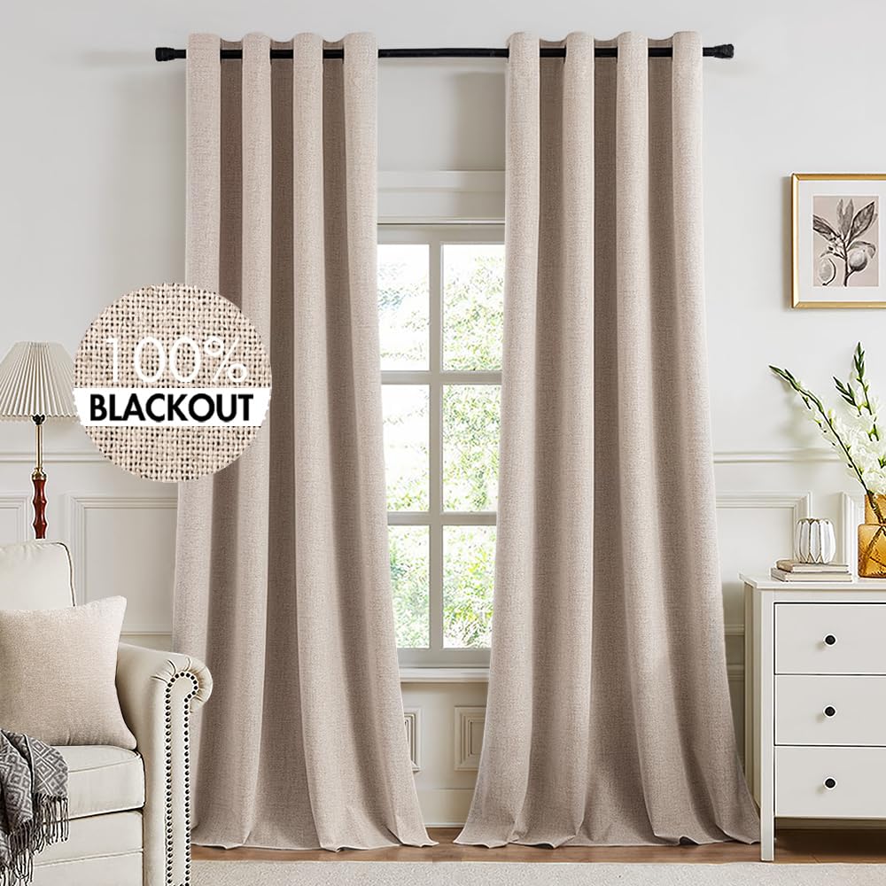 MIULEE Linen-Textured Thermal Insulated Blackout Curtains