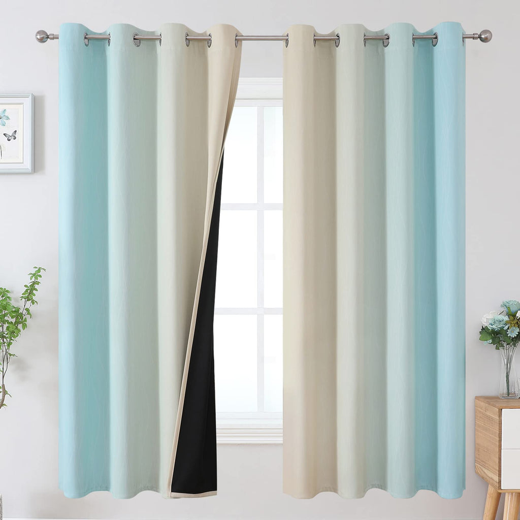 Estelar Textiler Ombre Blackout Curtains for Bedroom 2 Panels Set