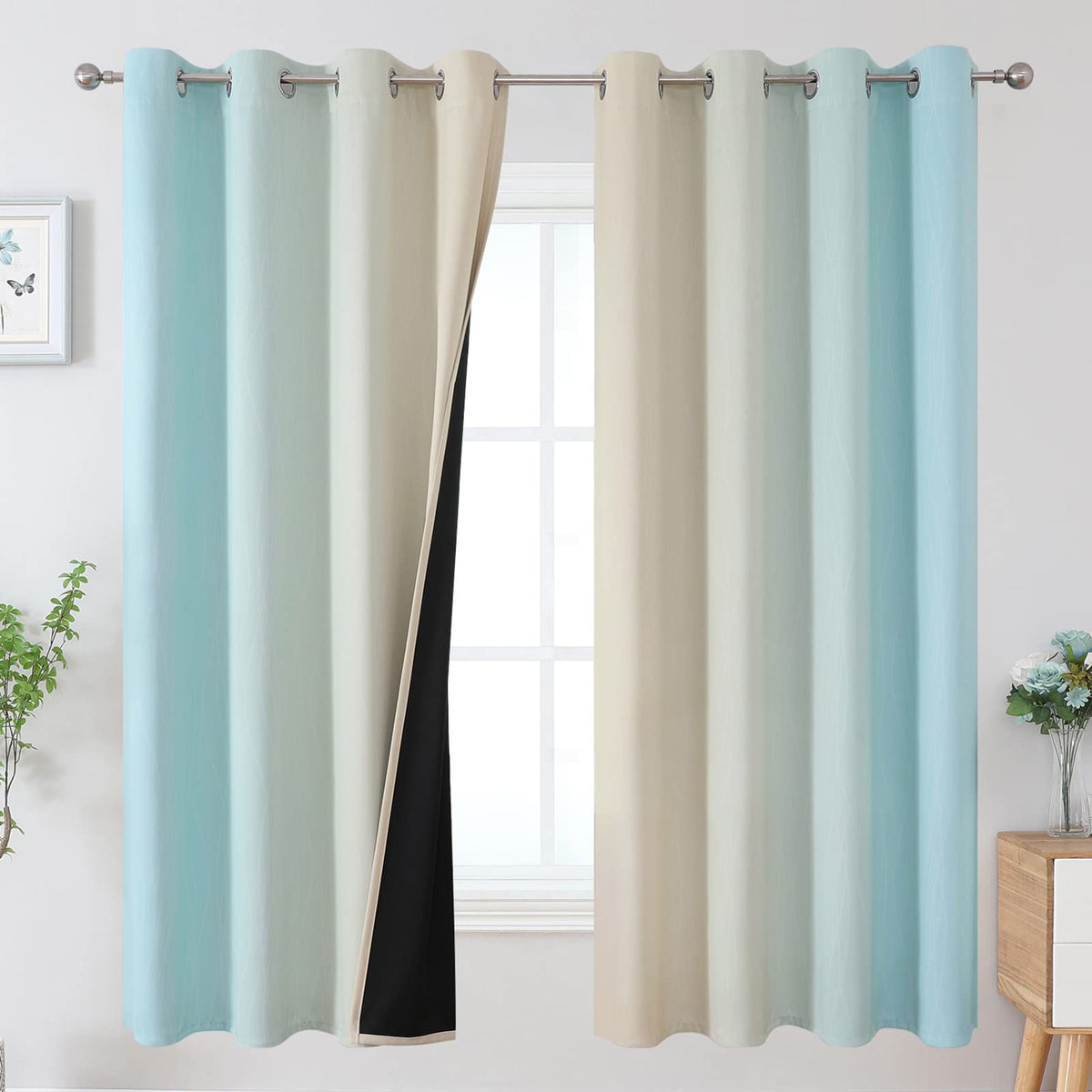 Estelar Textiler Ombre Blackout Curtains for Bedroom 2 Panels Set
