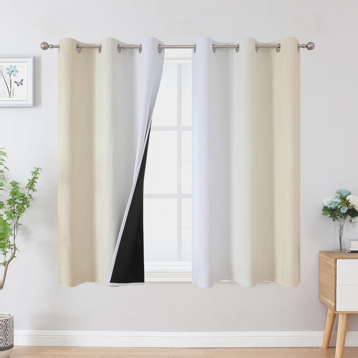 Estelar Textiler Ombre Blackout Curtains for Bedroom 2 Panels Set