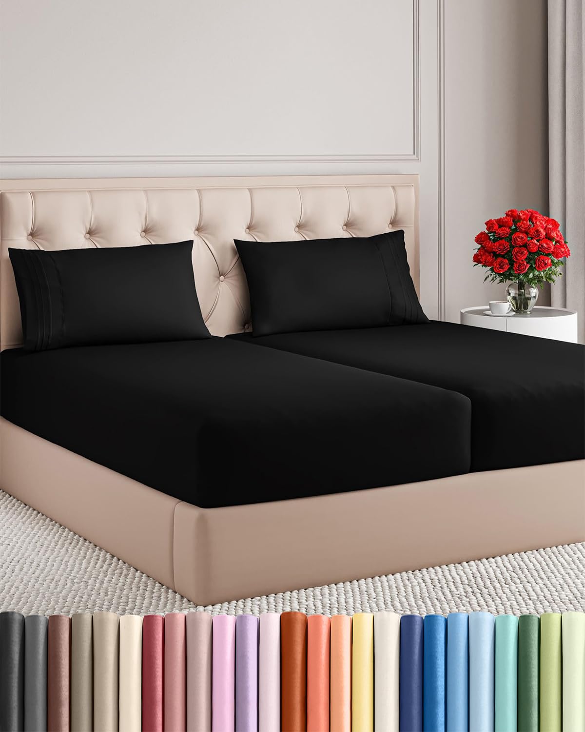 CGK Unlimited 4 Piece Sheet Set - Ultra-Soft, Breathable & Cooling Bed Sheets Set - Hotel Luxury Bedding for Women & Men with Deep Pockets - Wrinkle & Fade Free - Oeko-Tex
