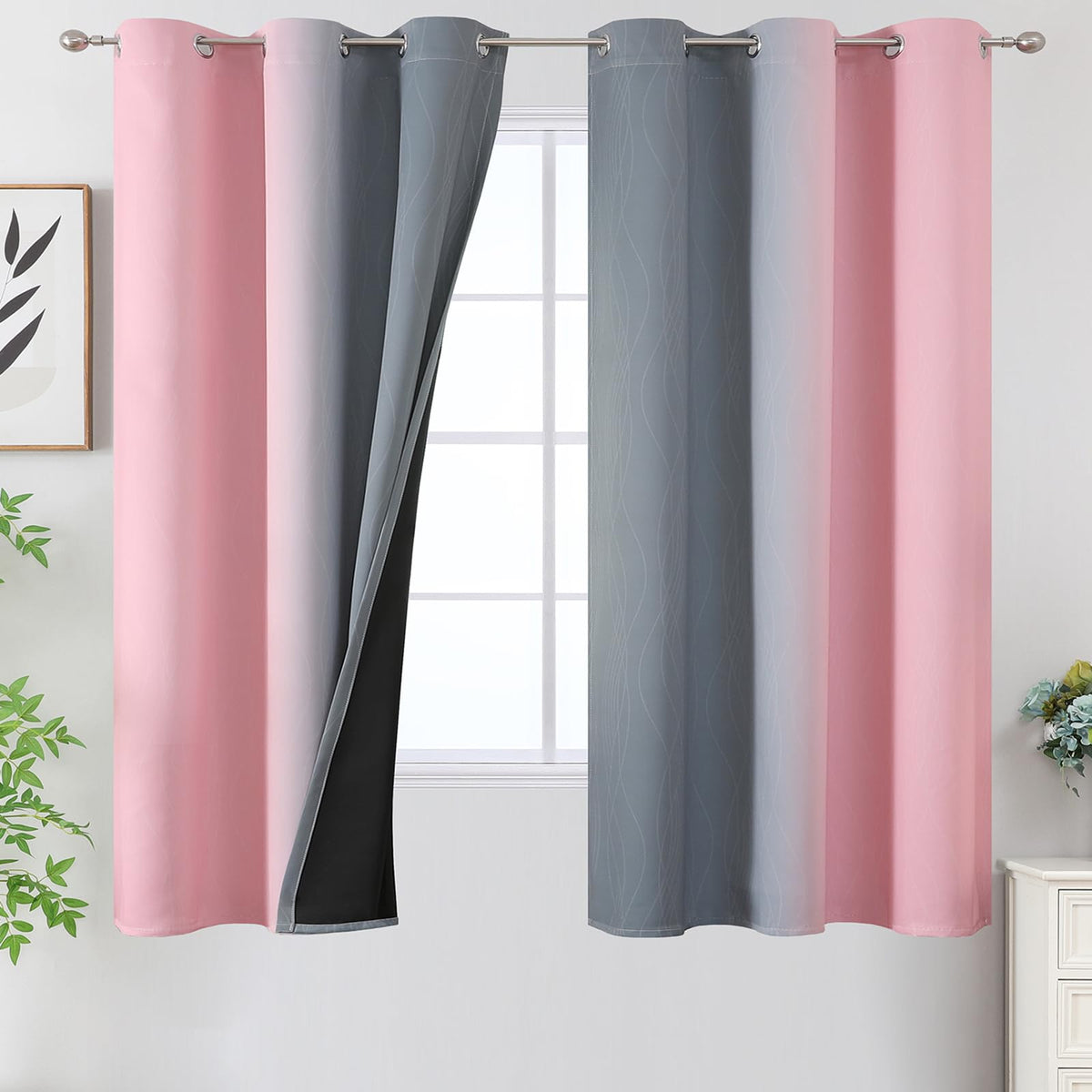 Estelar Textiler Ombre Blackout Curtains for Bedroom 2 Panels Set