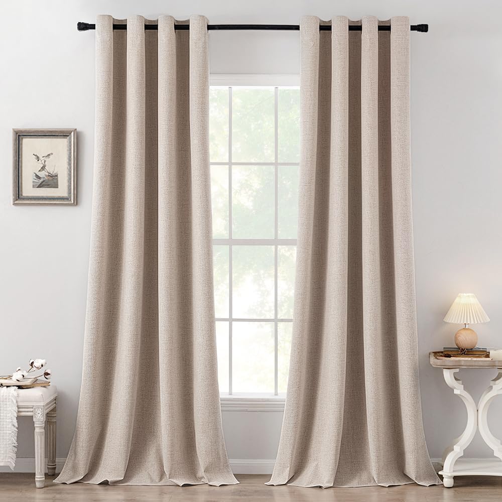 MIULEE Linen-Textured Thermal Insulated Blackout Curtains