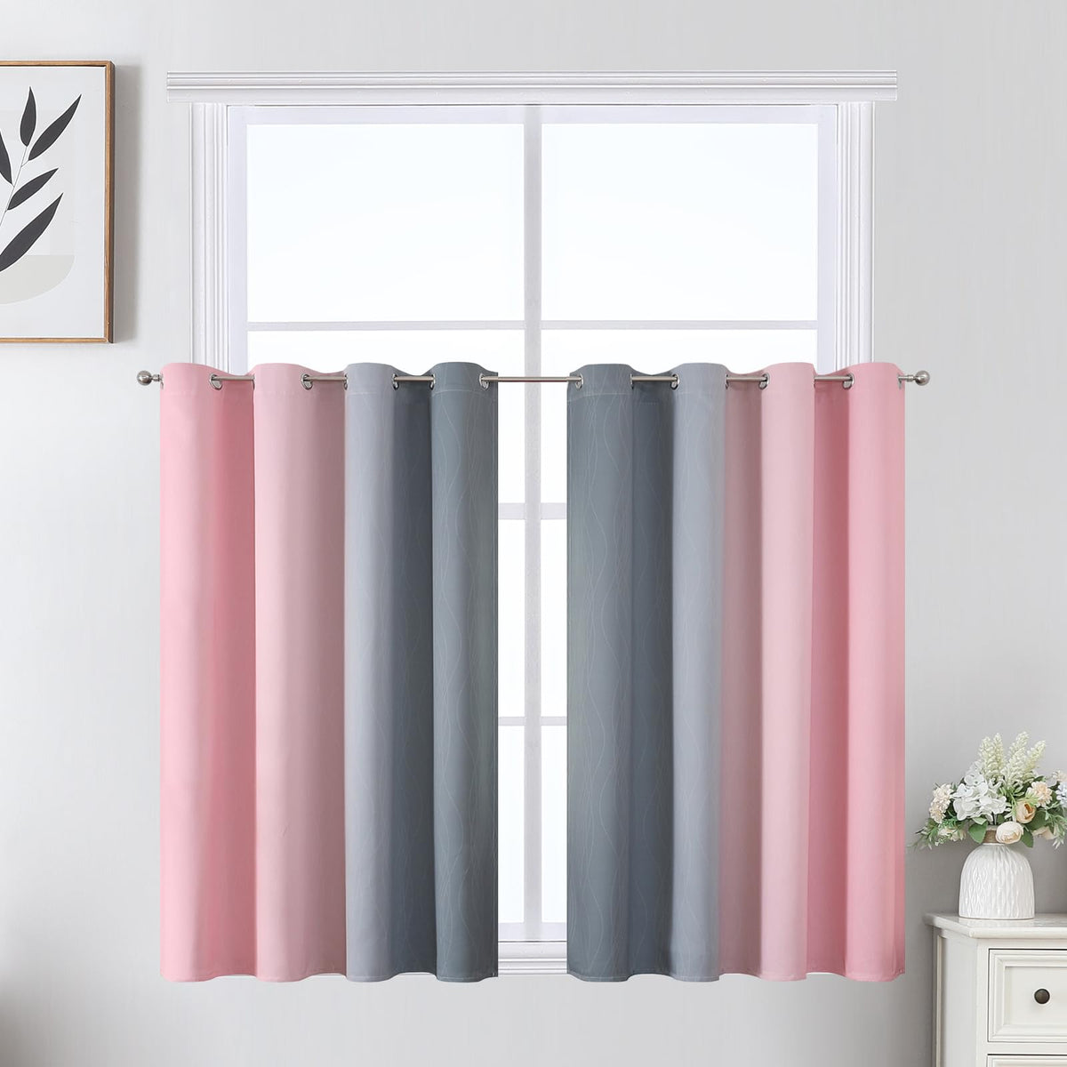 Estelar Textiler Ombre Blackout Curtains for Bedroom 2 Panels Set