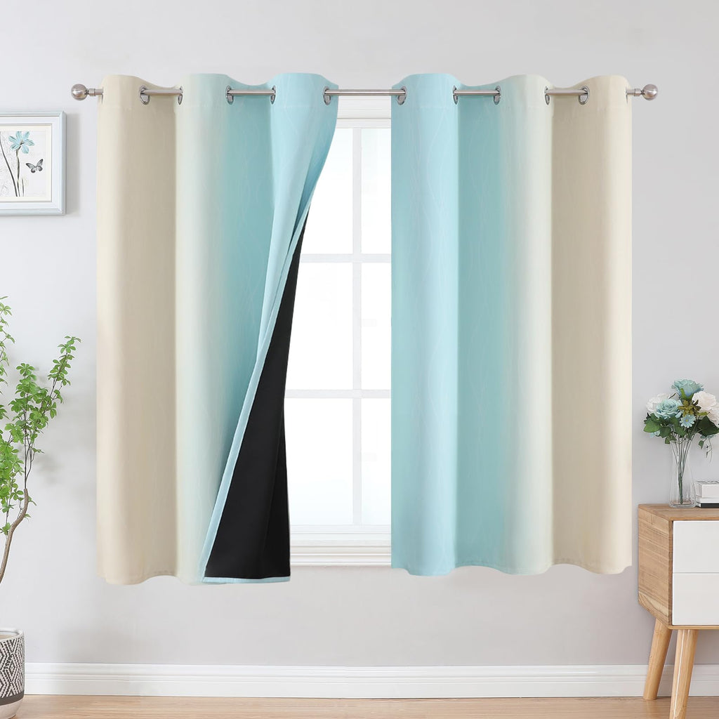 Estelar Textiler Ombre Blackout Curtains for Bedroom 2 Panels Set