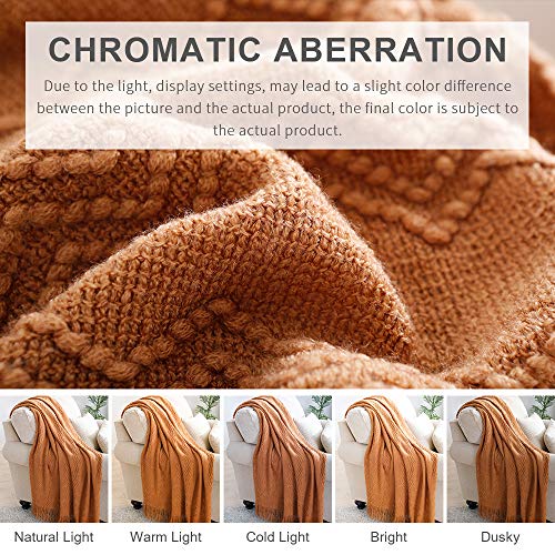 BOURINA Throw Textured Solid Soft Sofa Throw Couch Cover Knitted Decorative Blanket