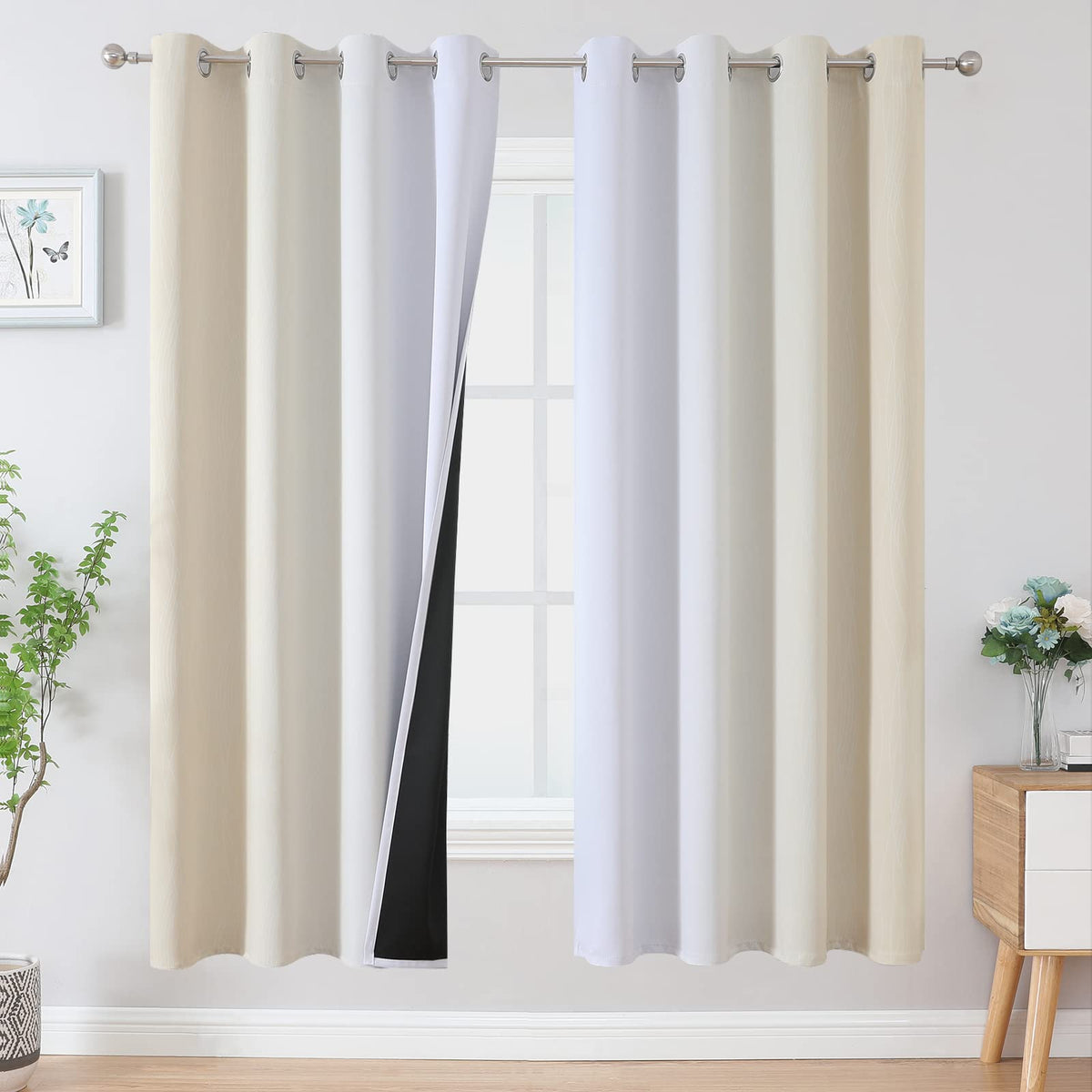 Estelar Textiler Ombre Blackout Curtains for Bedroom 2 Panels Set